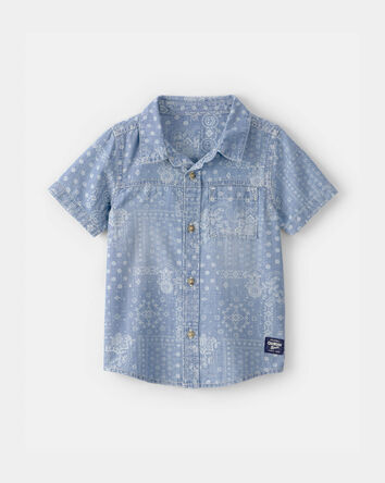 Toddler Boy Bandana Chambray Short-Sleeve Button-Down Shirt - Blue, 