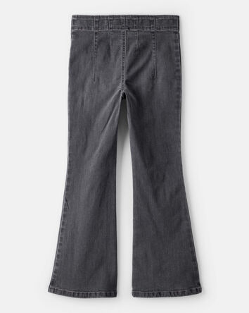 Girls Star Print Denim Flare Jeans - Black, 