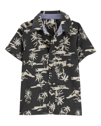 Kid Short-Sleeve Tropical Button-Front Shirt, 