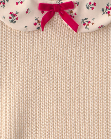 Toddler Girl Collared Floral Sweater - Cream, 