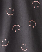 Girls Smiley Face Print Long-Sleeve Top - Black, image 2 of 3 slides