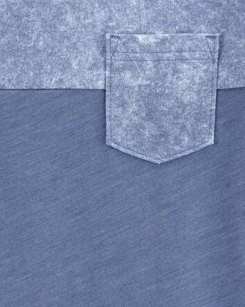 Kid Solid Cotton Blend Short-Sleeve Tee - Blue, 