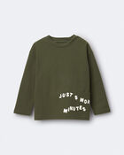 Tout-petit - T-shirt ample manches longues &agrave; imprim&eacute; &laquo;Just 5 More Minutes&raquo; - Vert olive, image 2 sur 5 diapositives