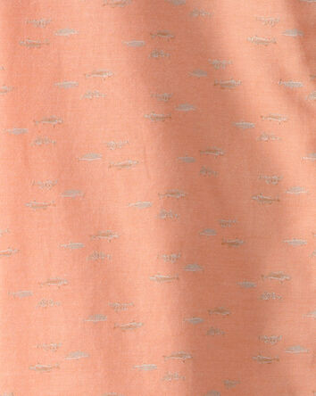 Gar&ccedil;ons - Chemise boutonn&eacute;e &agrave; manches courtes, motif poissons - Orange, 