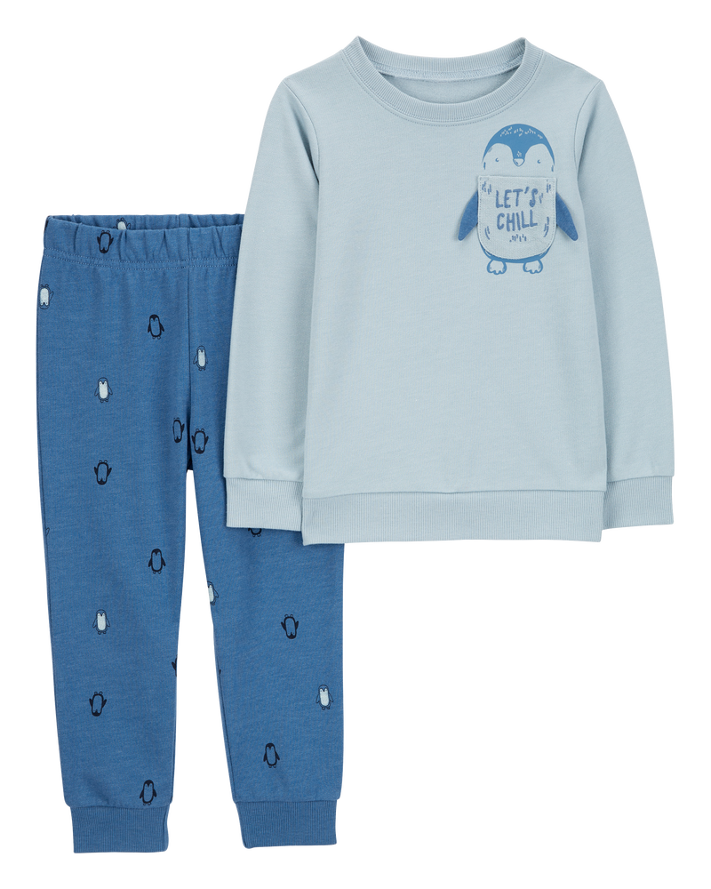 Baby 2-Piece Penguin Sweatshirt & Pant Set, image 1 of 3 slides