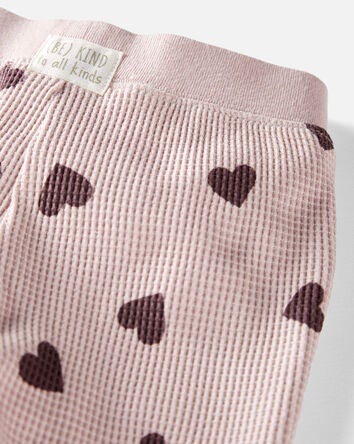 Baby Waffle Knit Set Made with Organic Cotton in Heart Print
, 