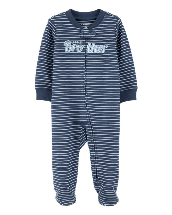Striped Little Bro 2-Way Zip Cotton Sleeper, 