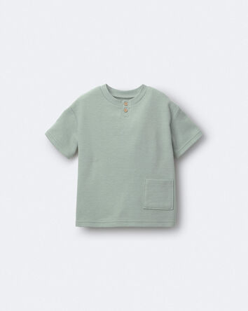 Toddler Boy Button-Front Tee with Pocket - Sage, 