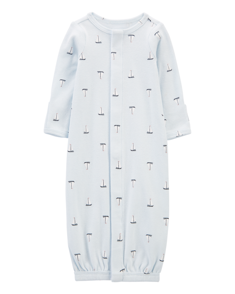 Baby Preemie Striped Sleeper Gown, image 1 of 5 slides
