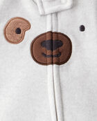 Baby Boy Dog Fleece Zip-Up Sleeper - Grey, image 2 of 3 slides