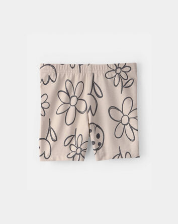 Baby Girl Floral Ladybug Bike Shorts - Brown, 