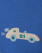 Baby Boy Racecar Fleece Zip-Up Hoodie - Blue, image 2 of 3 slides