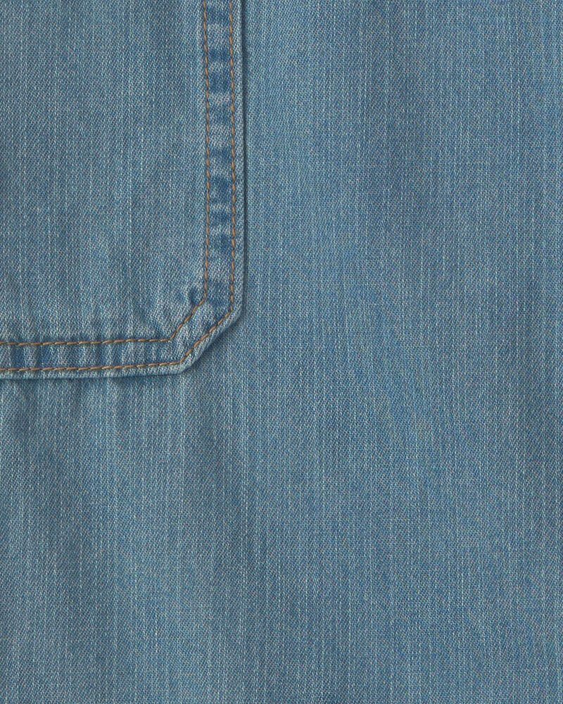 Girls Straight-Leg Cargo Jeans - Medium Wash, image 4 of 5 slides