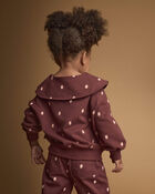 Toddler Girl Peter Pan Collar Pullover with Otter Pockets in Polka Dots - Burgundy, image 4 of 5 slides