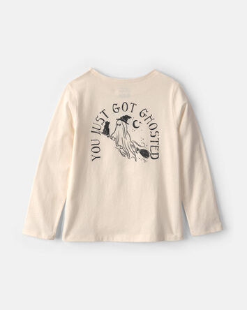 Girls 'Ghosted' Halloween Long-Sleeve Graphic Tee - Cream, 