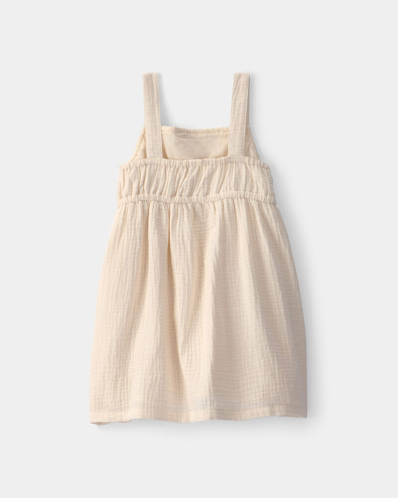 Toddler Girl Crochet Gauze Dress - Cream, image 2 of 4 slides