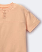 Toddler Boy Short-Sleeve Yoke Tee - Light Orange, image 6 of 6 slides