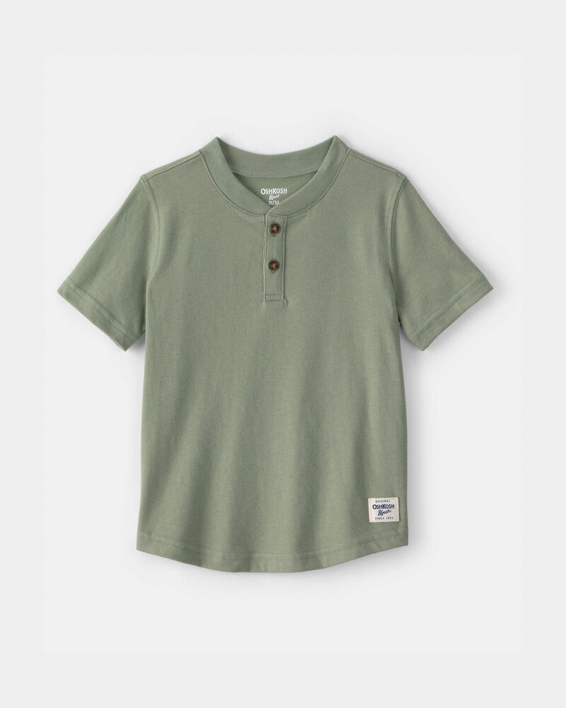 Tout-petit gar&ccedil;on - T-shirt &agrave; col henley &agrave; manches courtes - Vert olive, image 1 sur 2 diapositives