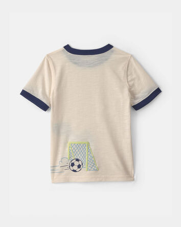 Toddler Boy Dinosaur Soccer Graphic Tee - Cream, 