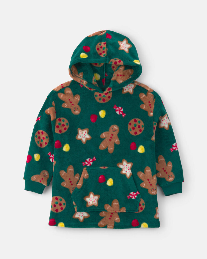 Kids Christmas Gingerbread Loose Fit Pyjama Hoodie - Green, image 1 of 3 slides
