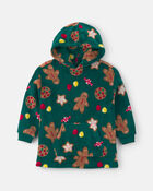 Kids Christmas Gingerbread Loose Fit Pyjama Hoodie - Green, image 1 of 3 slides