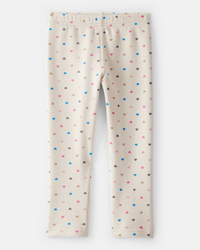 Toddler Girl Heart Pull-On Stretch Cozy Leggings - Cream, image 1 of 5 slides