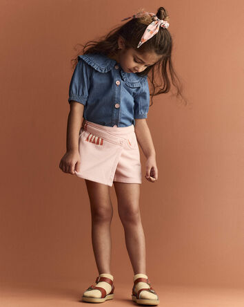 Tout-petit fille - Jupe-short asym&eacute;trique &agrave; imprim&eacute; grand chapiteau - Rose clair, 