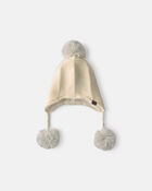 Girls Kombi Dangle Peruvian Hat - Cream, image 1 of 3 slides