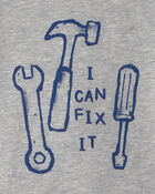 Tout-petit gar&ccedil;on - T-shirt manches longues &agrave; imprim&eacute; d&rsquo;outils &laquo;I Can Fix It&raquo; - Gris, image 2 sur 2 diapositives