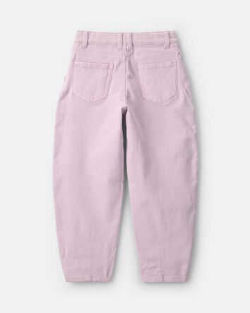 Girls Teddy Fleece Denim Barrel Jeans - Purple, 