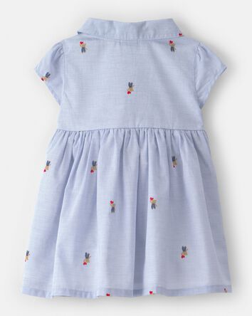 Baby Girl Bear-Print Cotton Short-Sleeve Dress - Blue, 