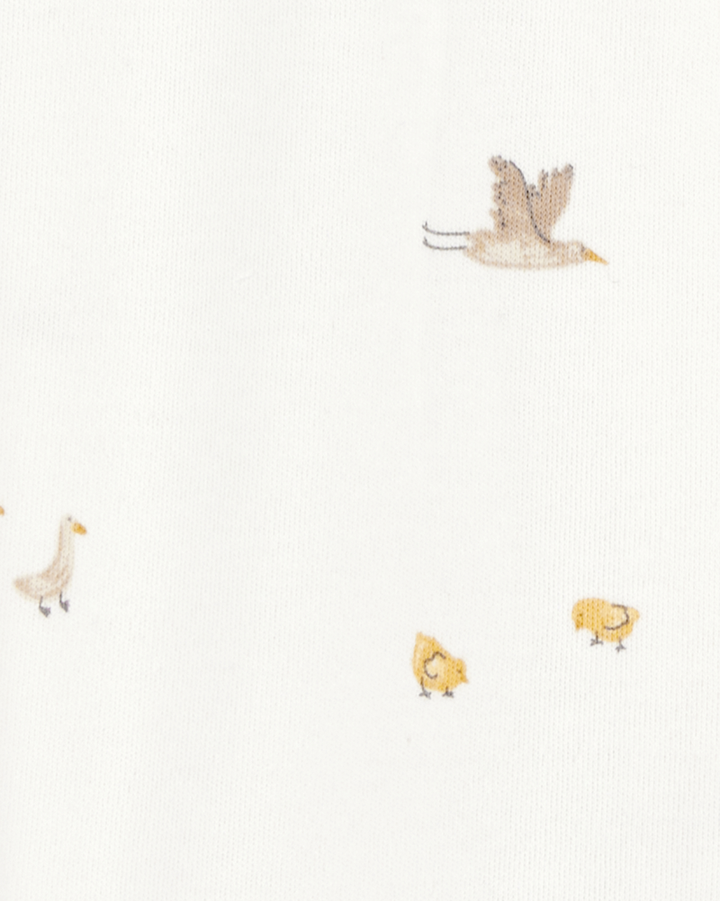 Bébé Grenouillère en coton à fermeture à glissière à 2 sens à petits oiseaux, image 2 sur 3 diapositives