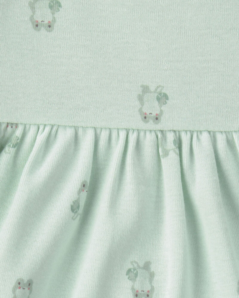 B&eacute;b&eacute; fille - Emballage 2 robes &agrave; manches courtes &agrave; motif grenouille - Vert, image 3 sur 3 diapositives