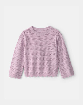Toddler Girl Scalloped Sweater - Purple, 