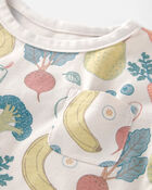 Baby 2-Pack Organic Cotton Rompers in Veggie Fruit Print, image 2 of 5 slides