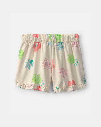 Girls Ruffle-Trim Floral Shorts - Cream, 