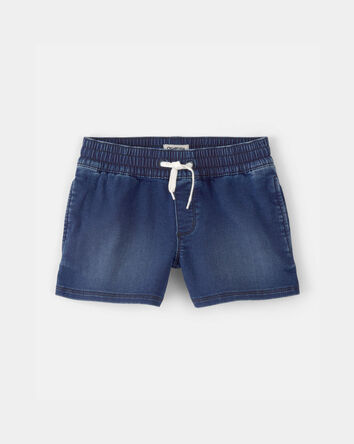 Girls Denim Drawstring  Pull-On Shorts - Dark Wash, 
