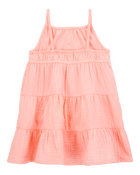 Enfant en bas âge Robe en gaze texturée à boutons - Rose, image 2 sur 5 diapositives