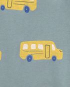 Tout-petit gar&ccedil;on - Ensemble 2 pi&egrave;ces haut et pantalon en jersey bouclette &agrave; motif autobus scolaire - Gris/Jaune, image 3 sur 3 diapositives