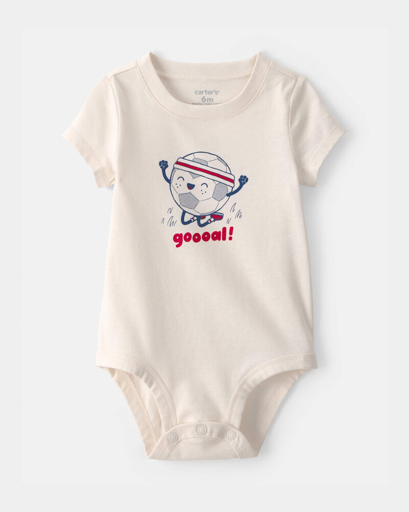 Baby Soccer Ball Graphic Bodysuit - Ivory, image 1 of 3 slides