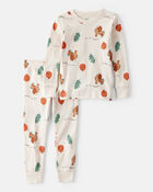 Baby Thanksgiving Print 100% Cotton Long-Sleeve 2-Piece Pyjamas - White, image 1 of 3 slides