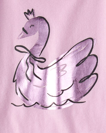 Toddler Girl Metallic Swan Long-Sleeve Graphic Tee - Pink, 