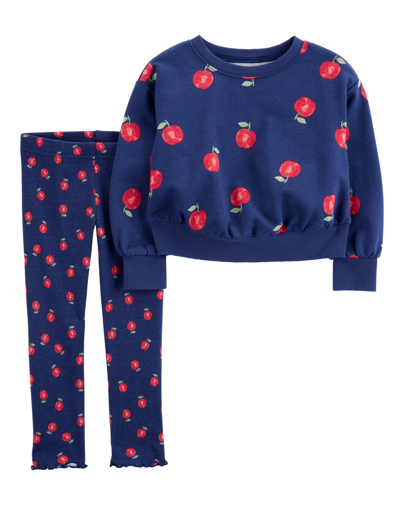 Toddler 2-Piece Apple Sweatshirt & Pant Set, image 1 of 3 slides