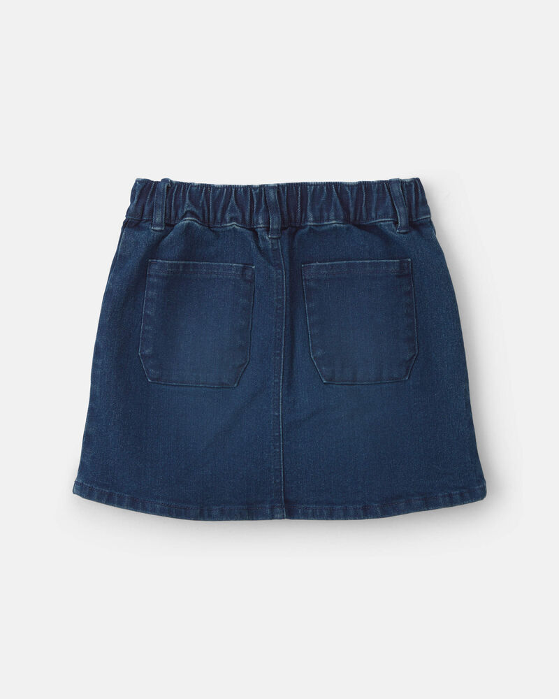Girls Chambray Denim Skirt - Dark Wash, image 2 of 4 slides