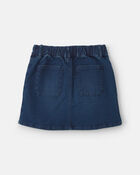 Girls Chambray Denim Skirt - Dark Wash, image 2 of 4 slides
