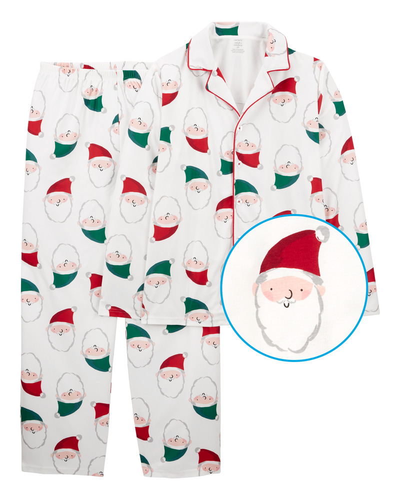 Adult 2 Piece Santa Fleece Coat Style Pyjamas