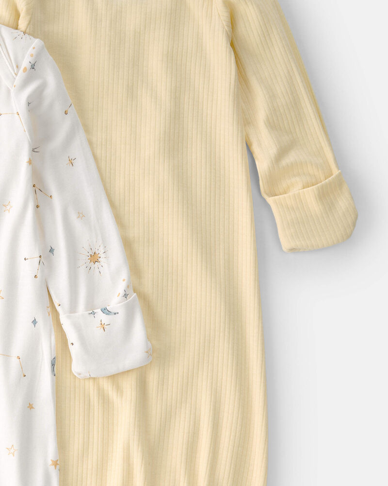 Baby 2-Pack Constellation PurelySoft Sleeper Gowns - Yellow/Ivory, image 2 of 7 slides