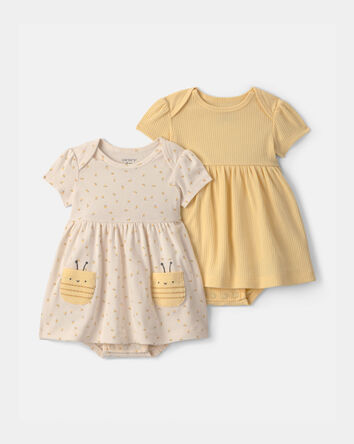 Baby Girl 2-Pack Bee Short-Sleeve Dresses - Yellow, 