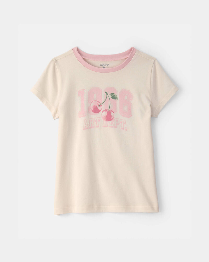 Girls Cherry Graphic Tee - Cream, image 1 of 3 slides