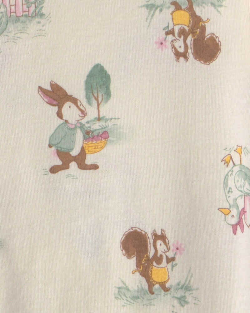 Tout-petit fille - Pyjama ajust&eacute; 4 pi&egrave;ces en 100 % coton &agrave; motif poulet campagnard - Vert/Cr&egrave;me, image 3 sur 5 diapositives